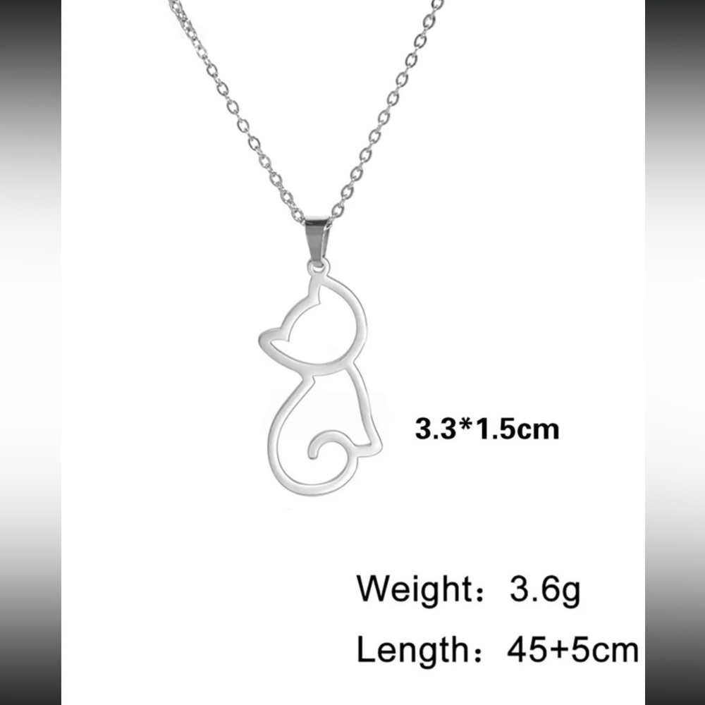 π Awesome Metallic Kitty Cat Silhouette Necklace πββ¬ - Picture 2 of 3